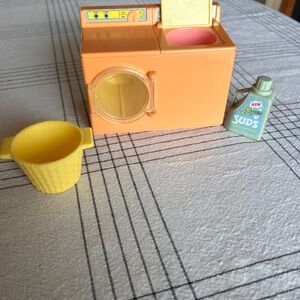 Vintage Playskool Toy Washing Machine Set with Basket and Detergent